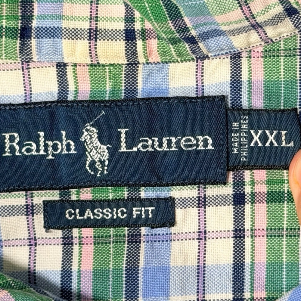 Polo Ralph Lauren Button Up Shirt Men Size XXL Classic Fit Plaid Cotton Vintage - Picture 4 of 5